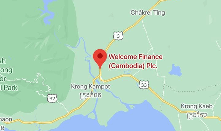 Map of Welcome Finance Cambodia Kampot Branch